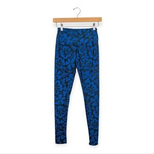 Mikoh Leggings S Blue Black Luau Iris Print Beachwear Resort Swim Coverup NWT